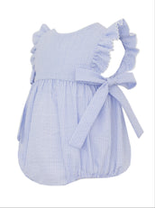 Light Blue Seersucker Sleeveless Girl's Sun Bubble PRE-ORDER