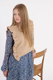 Girls Sleeveless Knitted Sweater Beige