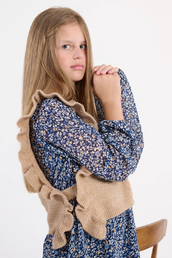 Girls Sleeveless Knitted Sweater Beige