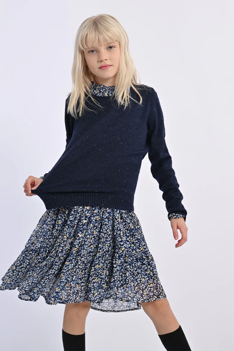 Girls Knitted Sweater Navy Blue