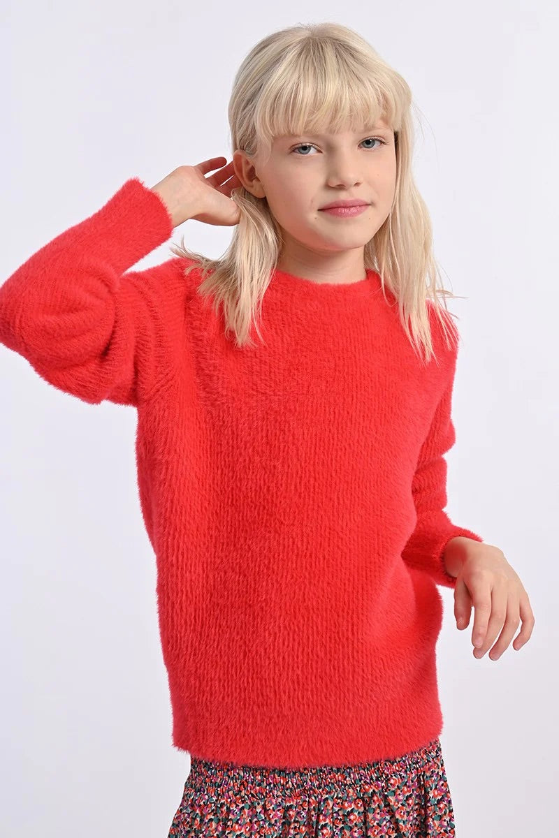 Girls Knitted Sweater Red Coral
