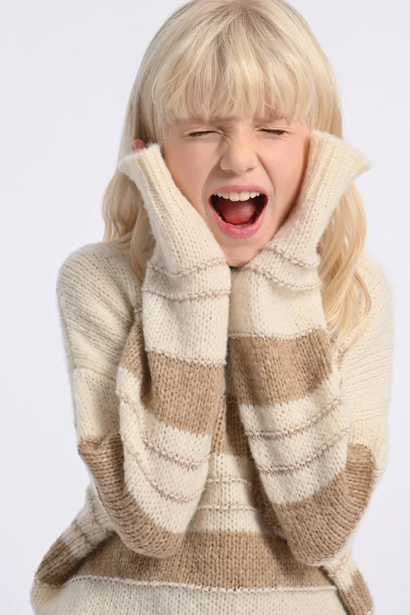 Girls Knitted Sweater Off White and Beige