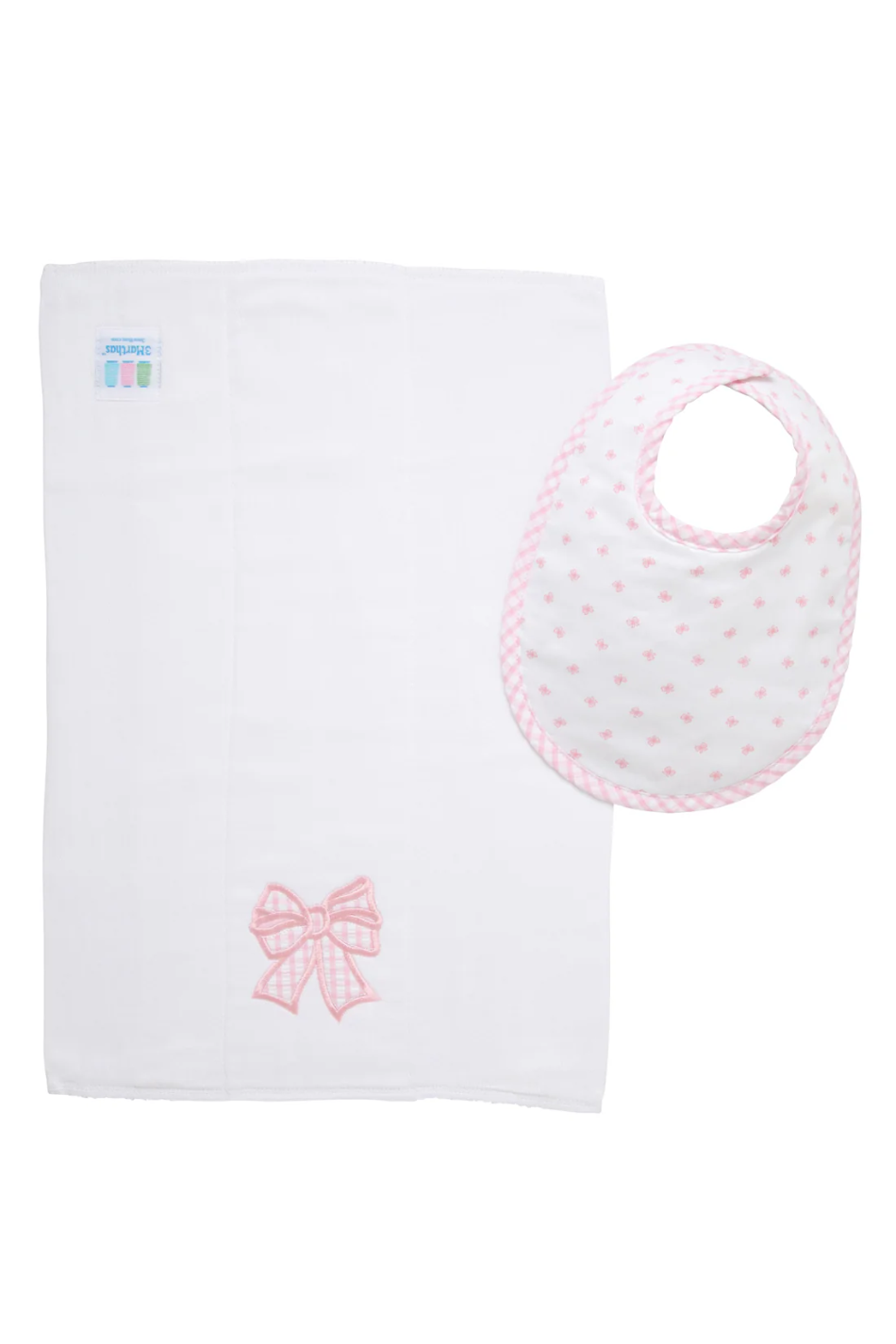 Pink Bow Medium Bib and Burp Box Set