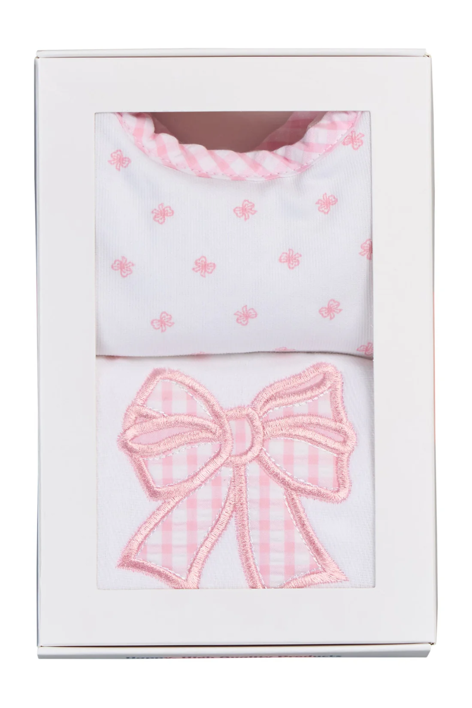 Pink Bow Medium Bib and Burp Box Set