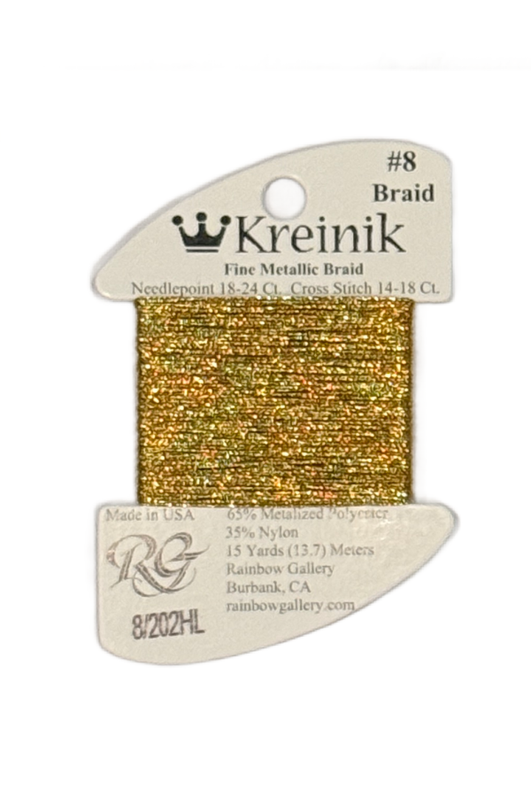 Kreinik Fine Braid #8 - 202HL Aztec High Lustre
