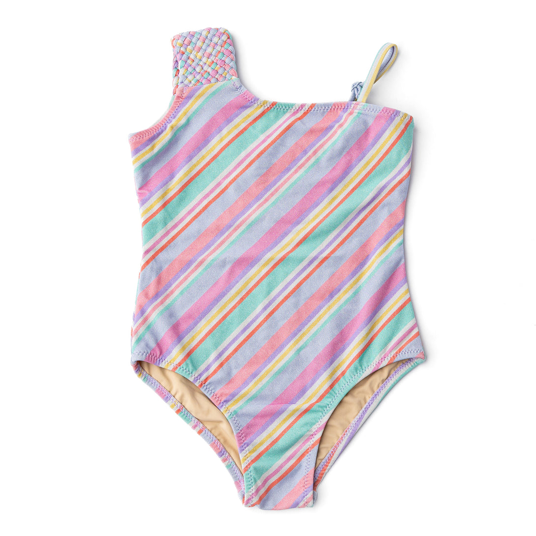 Shimmer Diagonal Stripe One Piece