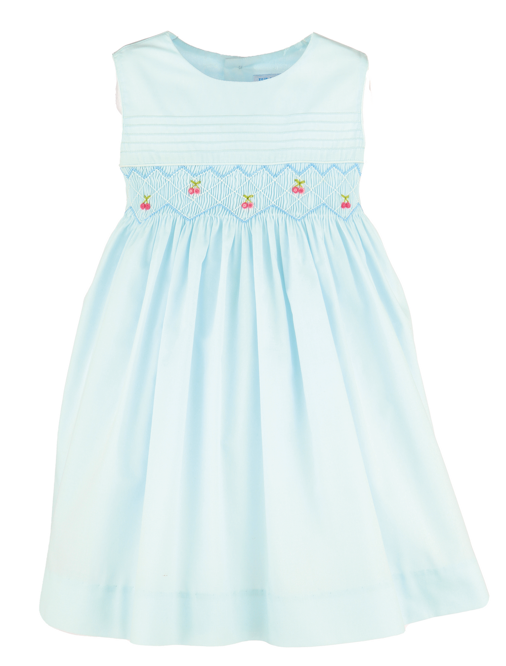 Cherries Smocked Blue Dress