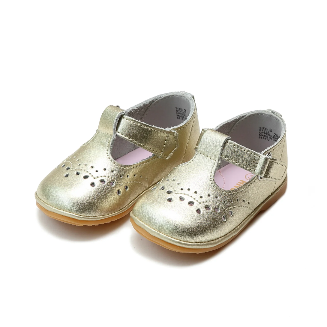 Birdie Leather T-Strap Mary Jane Gold