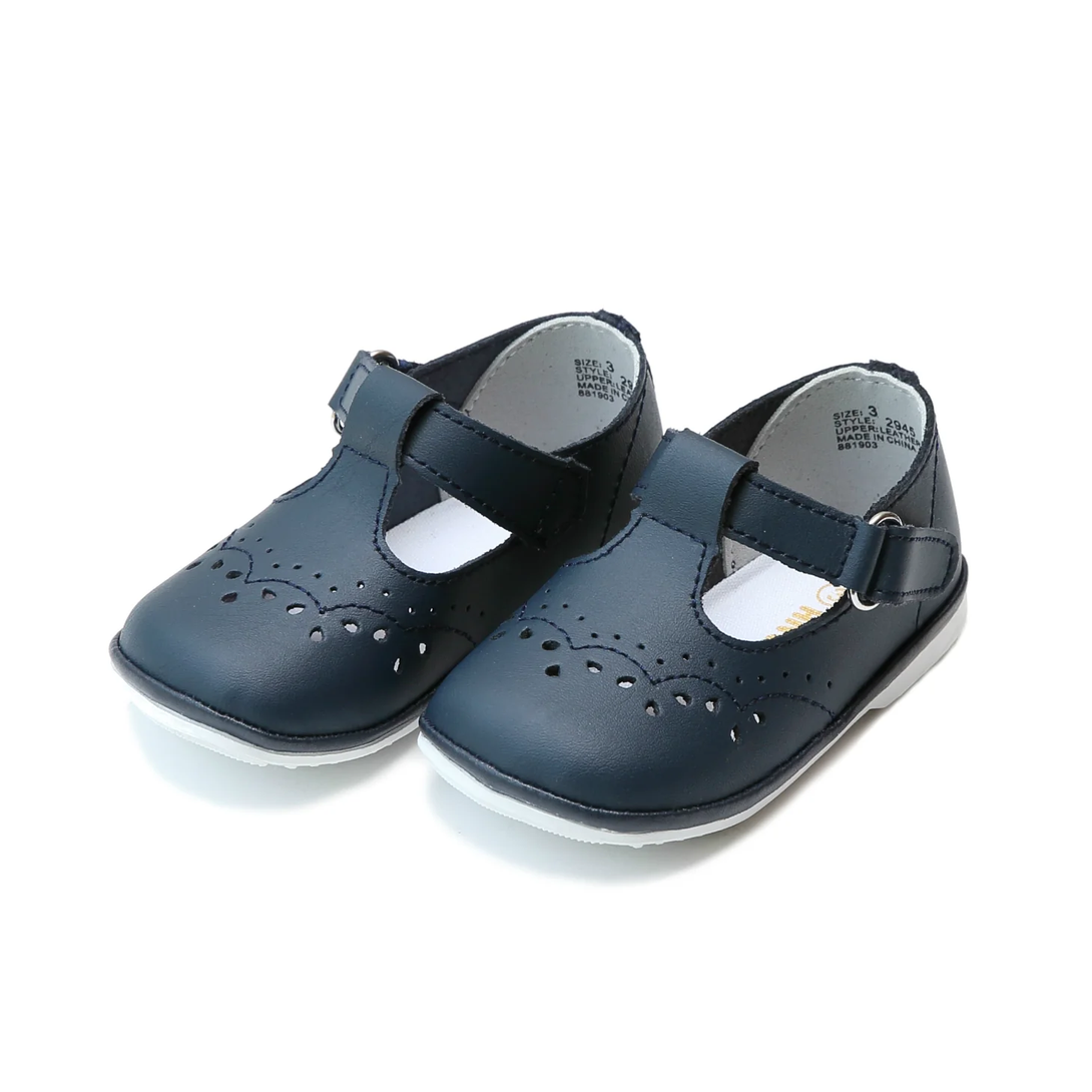 Birdie Leather T-Strap Mary Jane Navy