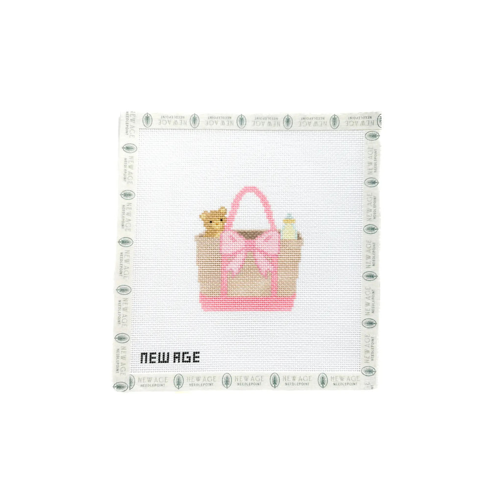Baby Girl Pink Tote Bag Needlepoint Canvas