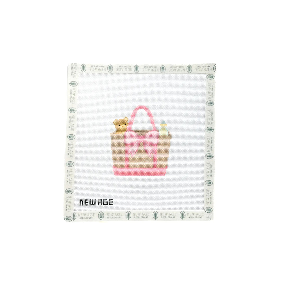 Baby Girl Pink Tote Bag Needlepoint Canvas