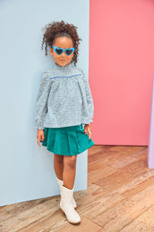 Pleated Mini Skirt - Peacock Velvet