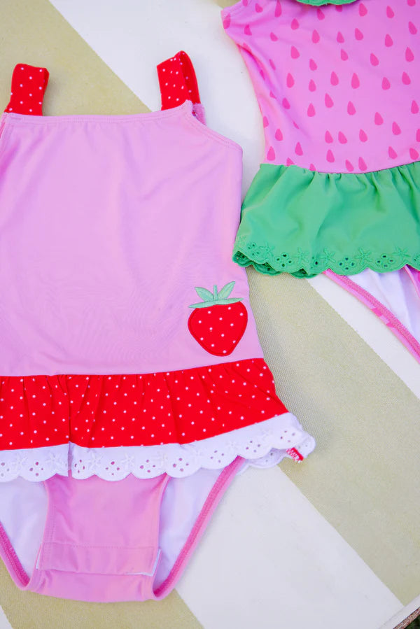 Grace Bay Bathing Suit Hamptons Hot Pink & Richmond Red w/Strawberry