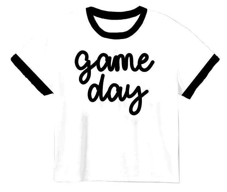 Tinsel Game Day Ringer Boxy T' Black