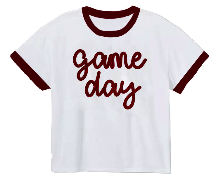Tinsel Game Day Ringer Boxy T' Maroon PRE-ORDER
