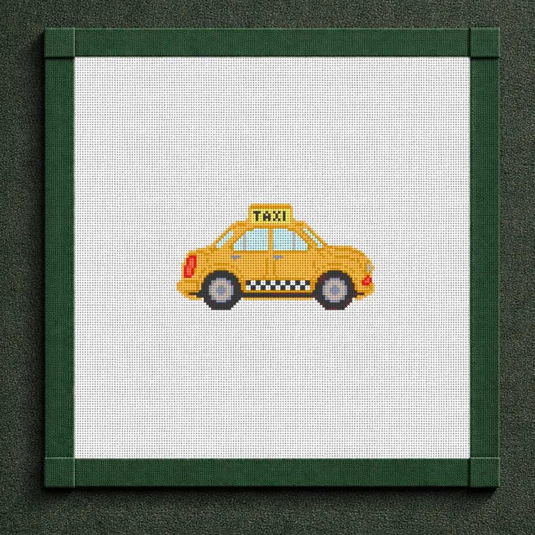 Vintage Checker Taxi Needlepoint Canvas