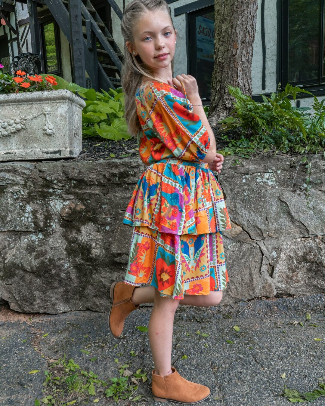 Girls Georgia Dress Orange
