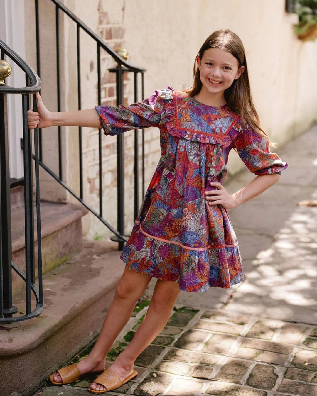 Girls Blair Dress Burgundy Rose