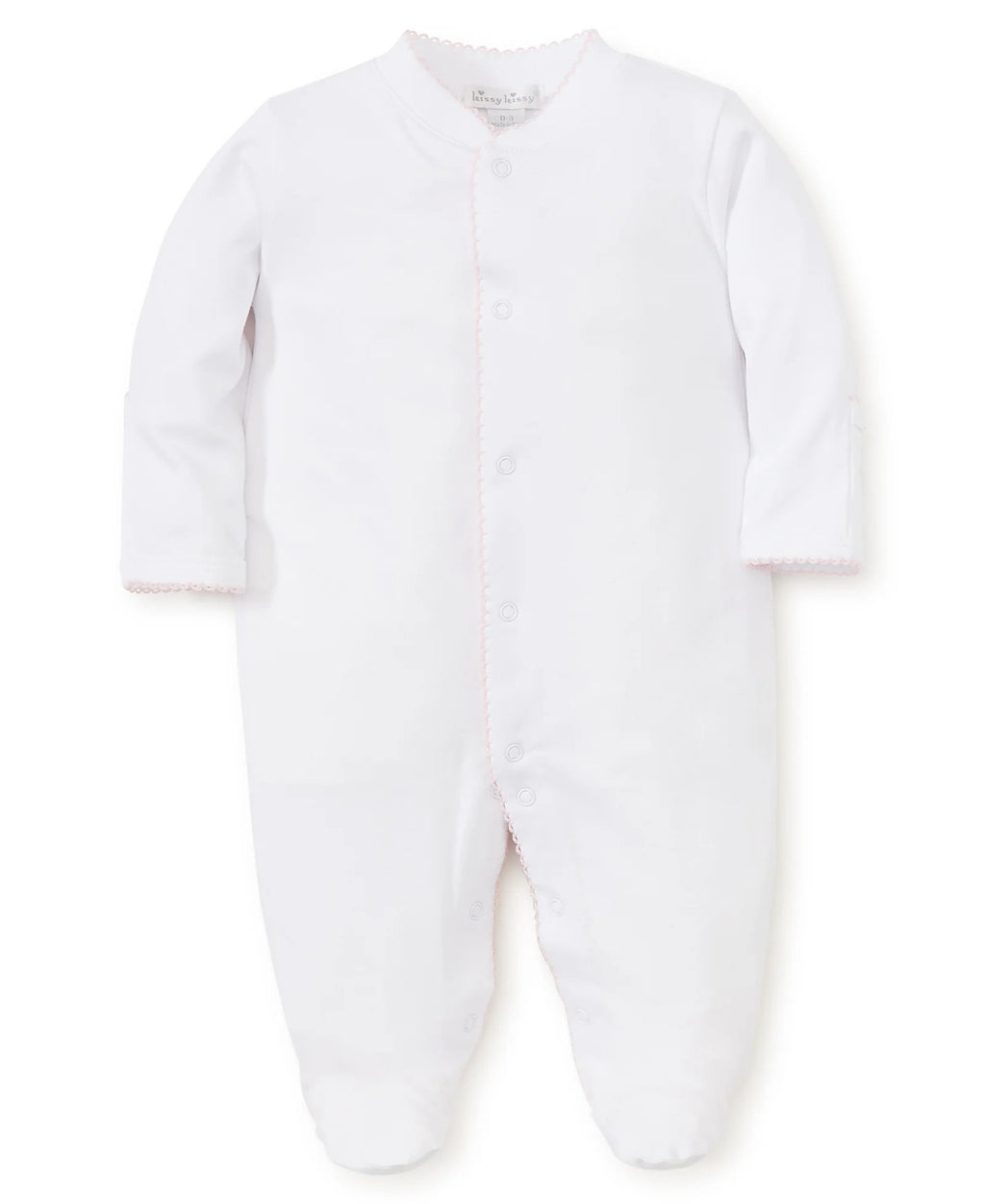 Basic Footie - White with Pink Trim