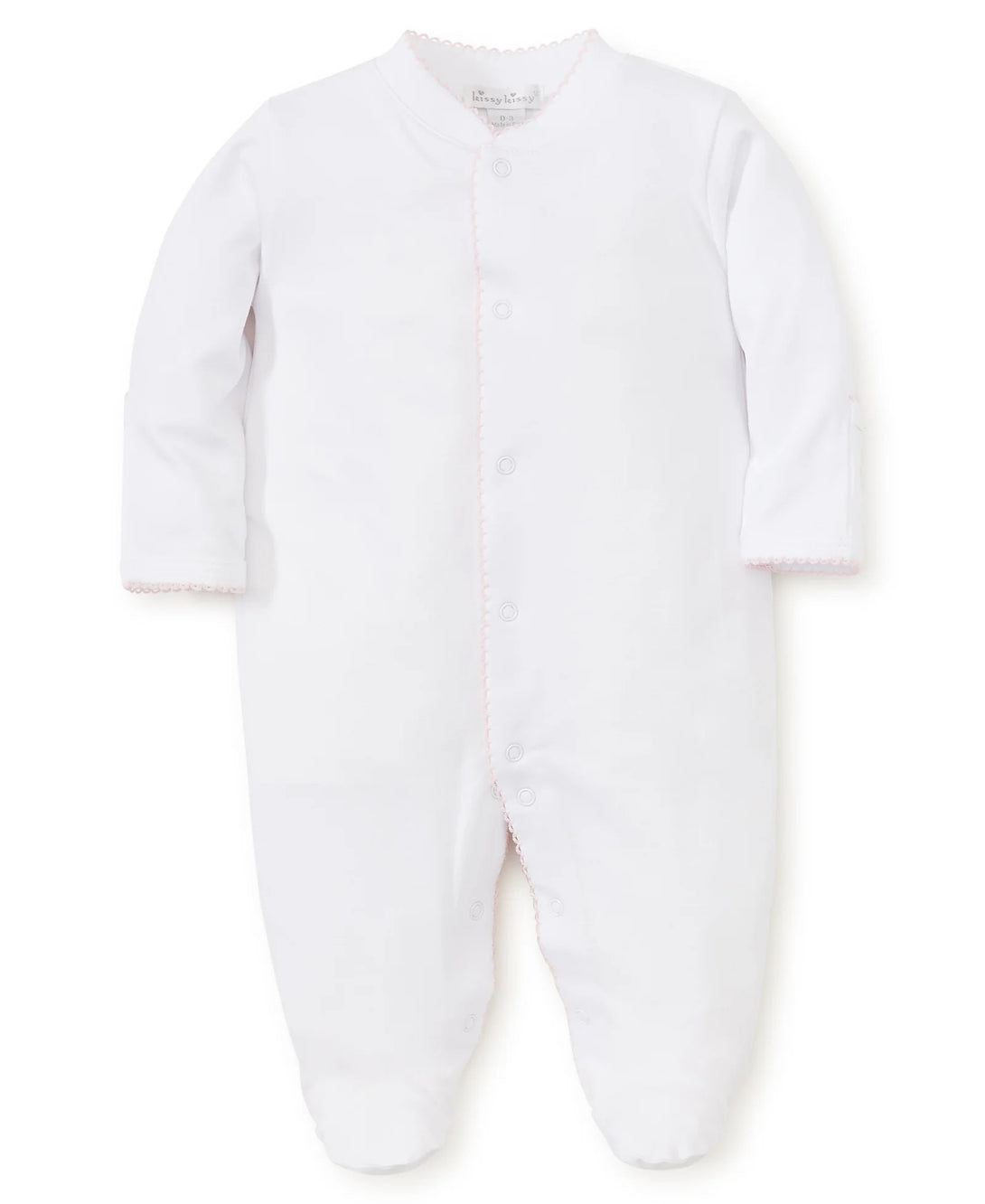 Basic Footie - White with Pink Trim