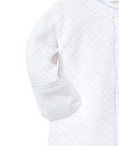 White/Blue New Kissy Dots Print Footie