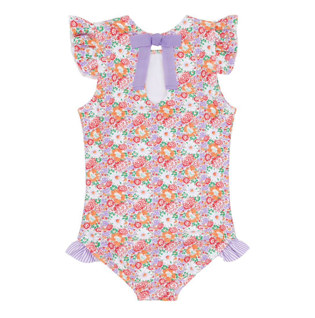 Girls Island Blossom Ruffle Cap Sleeve Rashguard