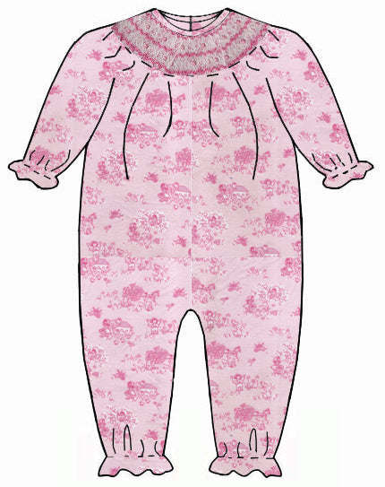 Pink Knit French Toile Long Romper
