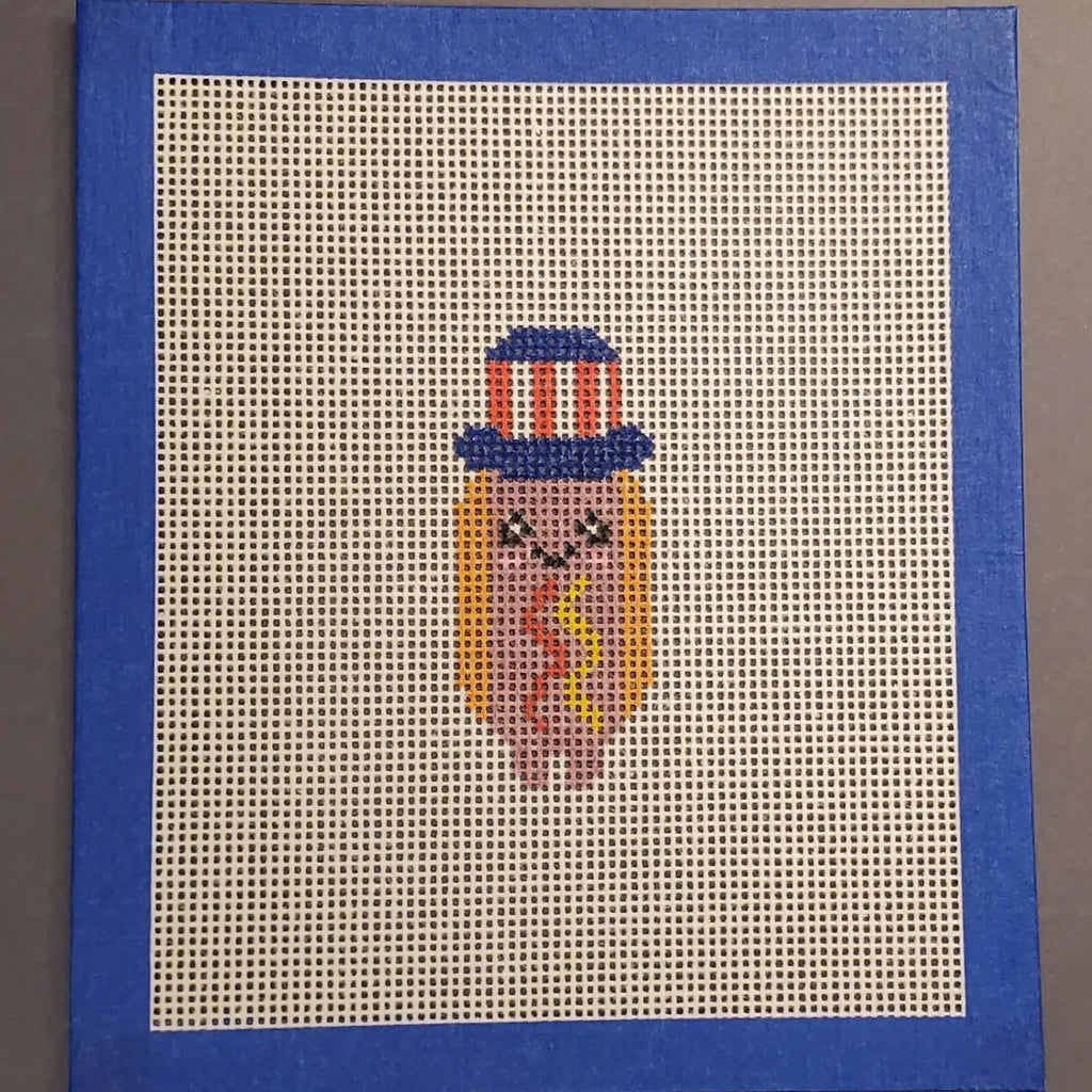 Hot Dog Americana 4th of July Handpainted Needlepoint Canvas 14 Mesh