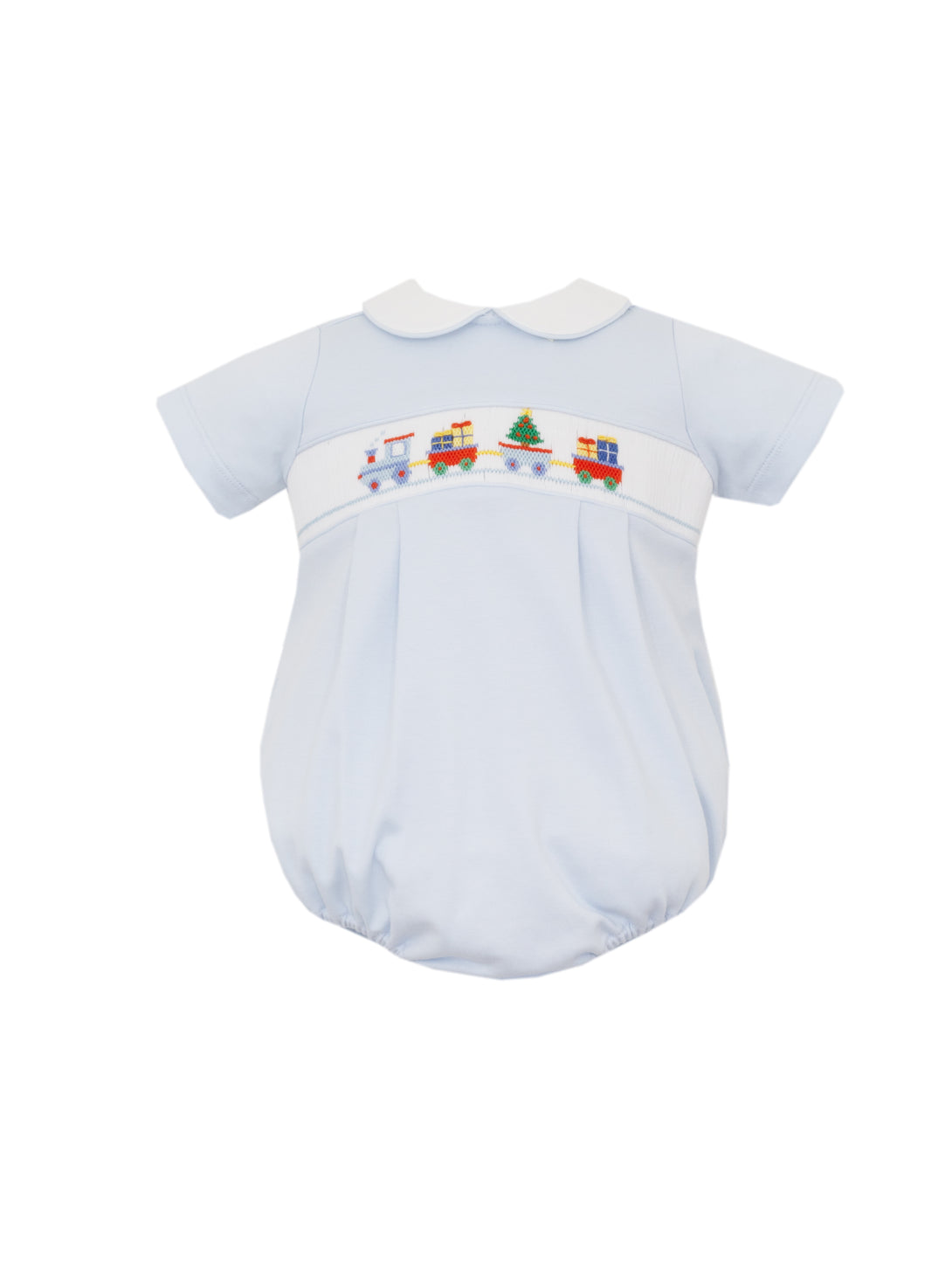 Christmas Train Light Blue Knit Boy Bubble