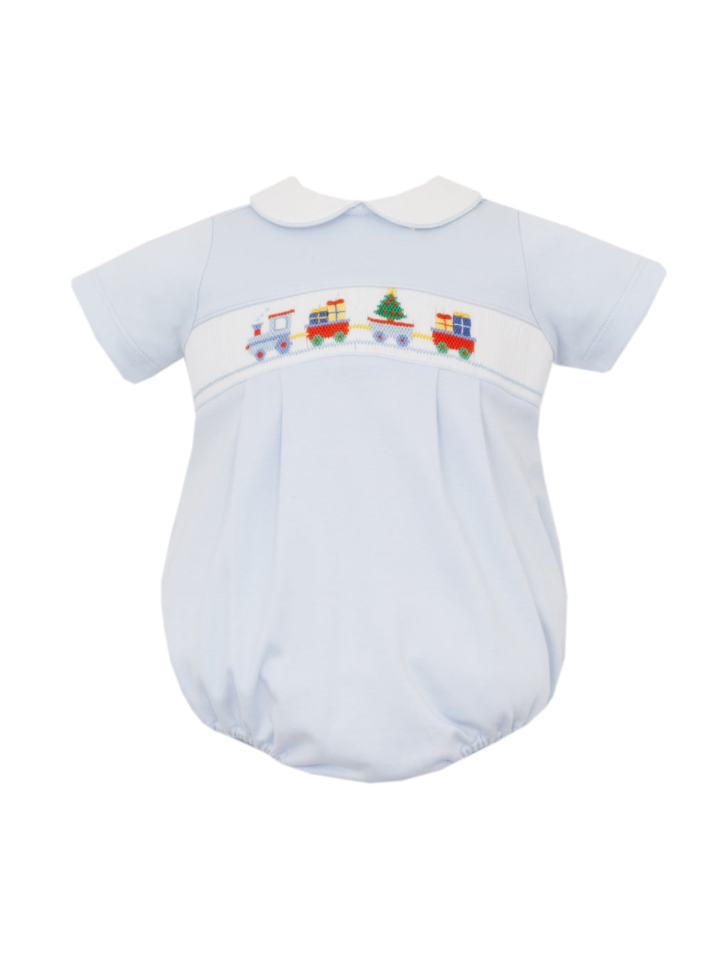 Christmas Train Light Blue Knit Boy Bubble