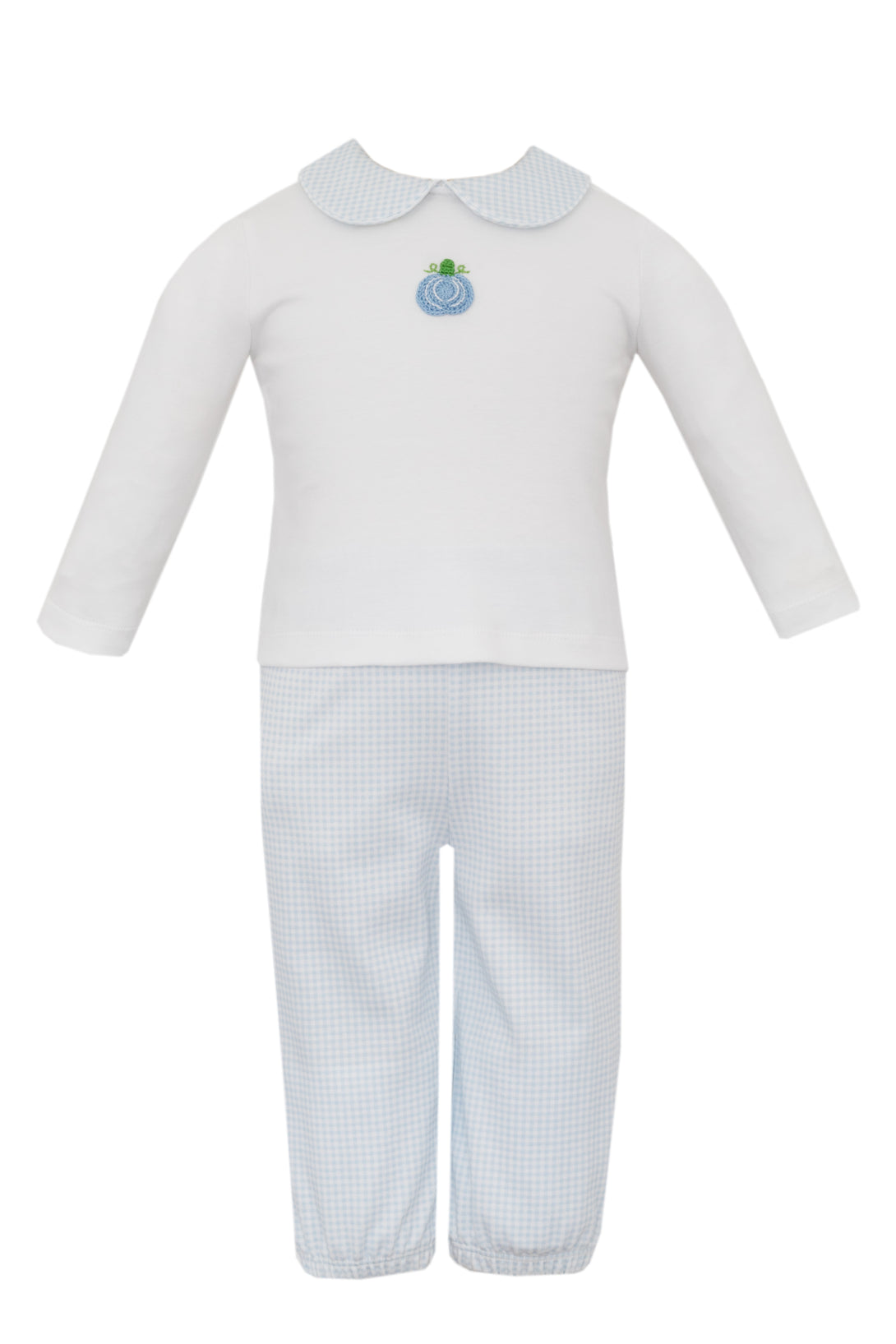 Pumpkins Light Blue Gingham Knit Pant Set