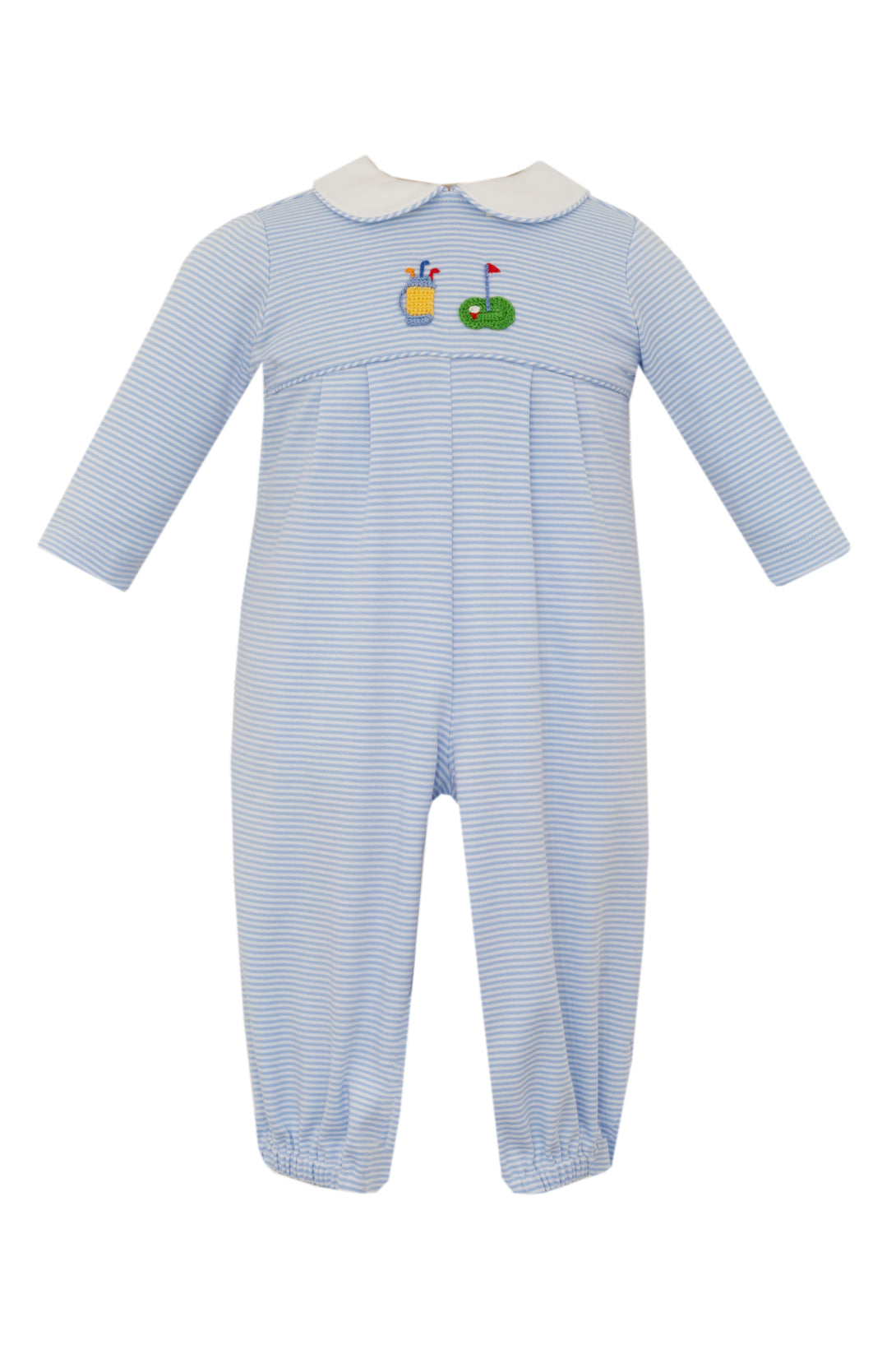 Golf Smocked Light Blue Stripe Romper PRE-ORDER