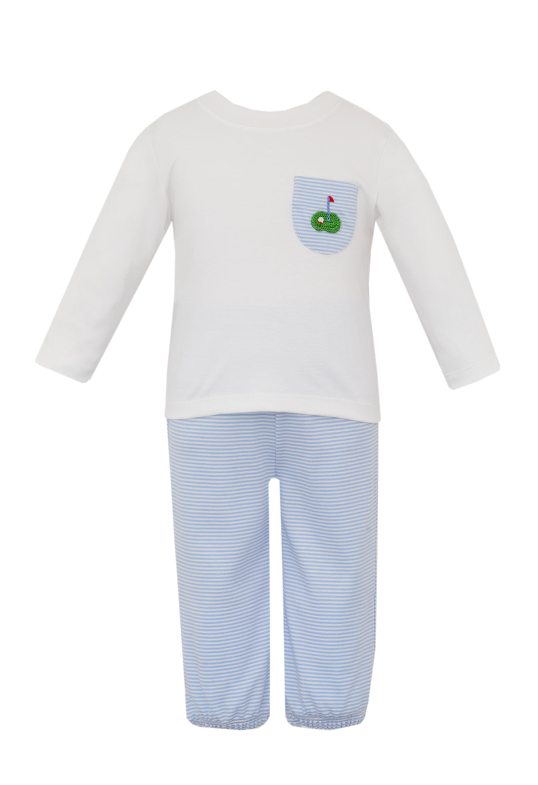 Golf Light Blue Stripe Knit Pant Set