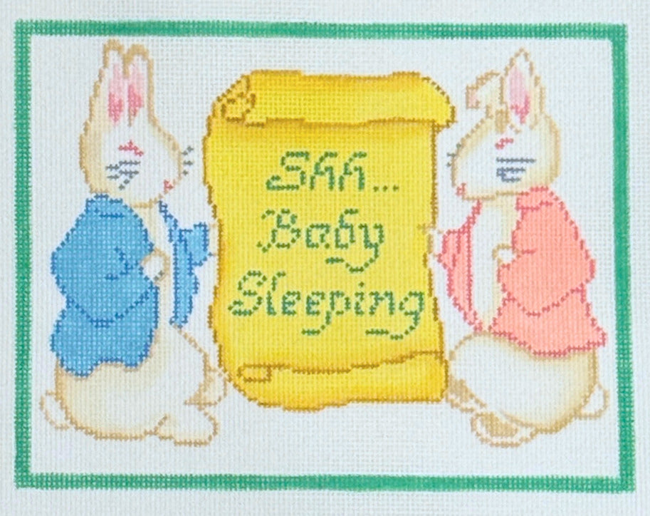 Shh...Baby Sleeping - Two Bunnies Pastel