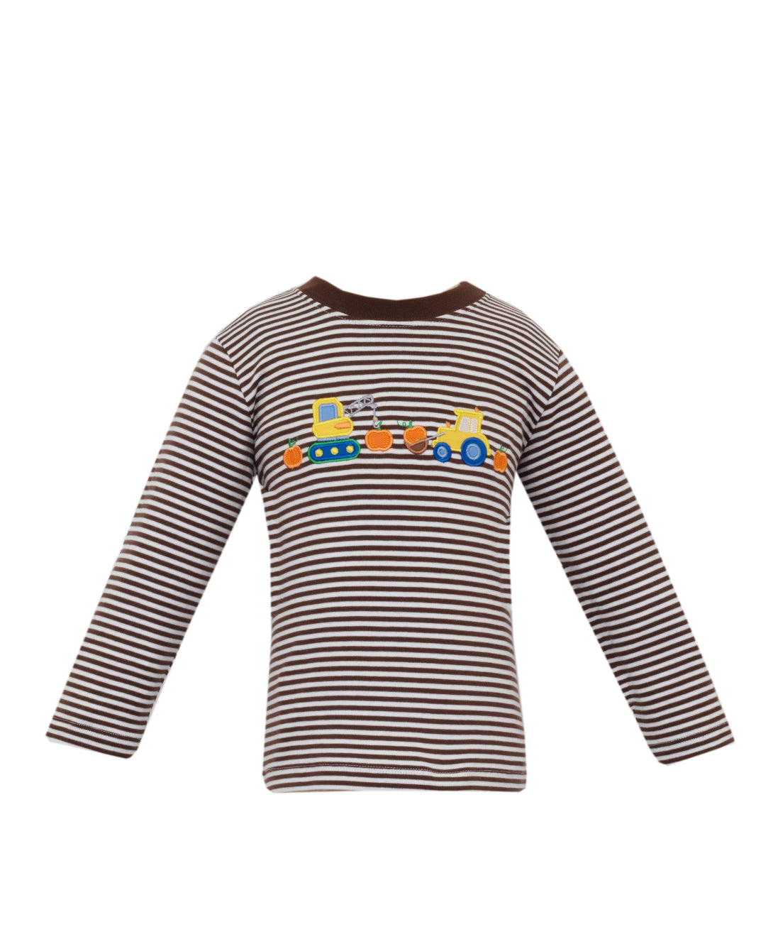 Harvest Haul Applique Brown Knit Stripe Shirt PRE-ORDER