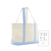 Medium Tote - Coated Canvas Gingham Sky Trim