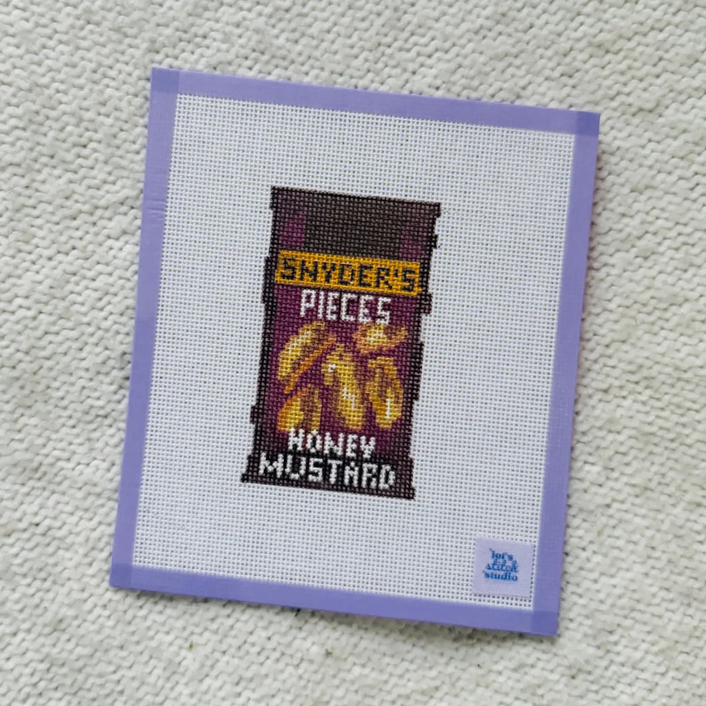 Honey Mustard Pretzel Pieces Snack Needlepoint Canvas 18 Mesh