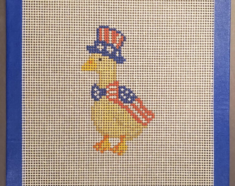 Goose Americana 4th of July Handpainted Needlepoint Canvas 14 Mesh