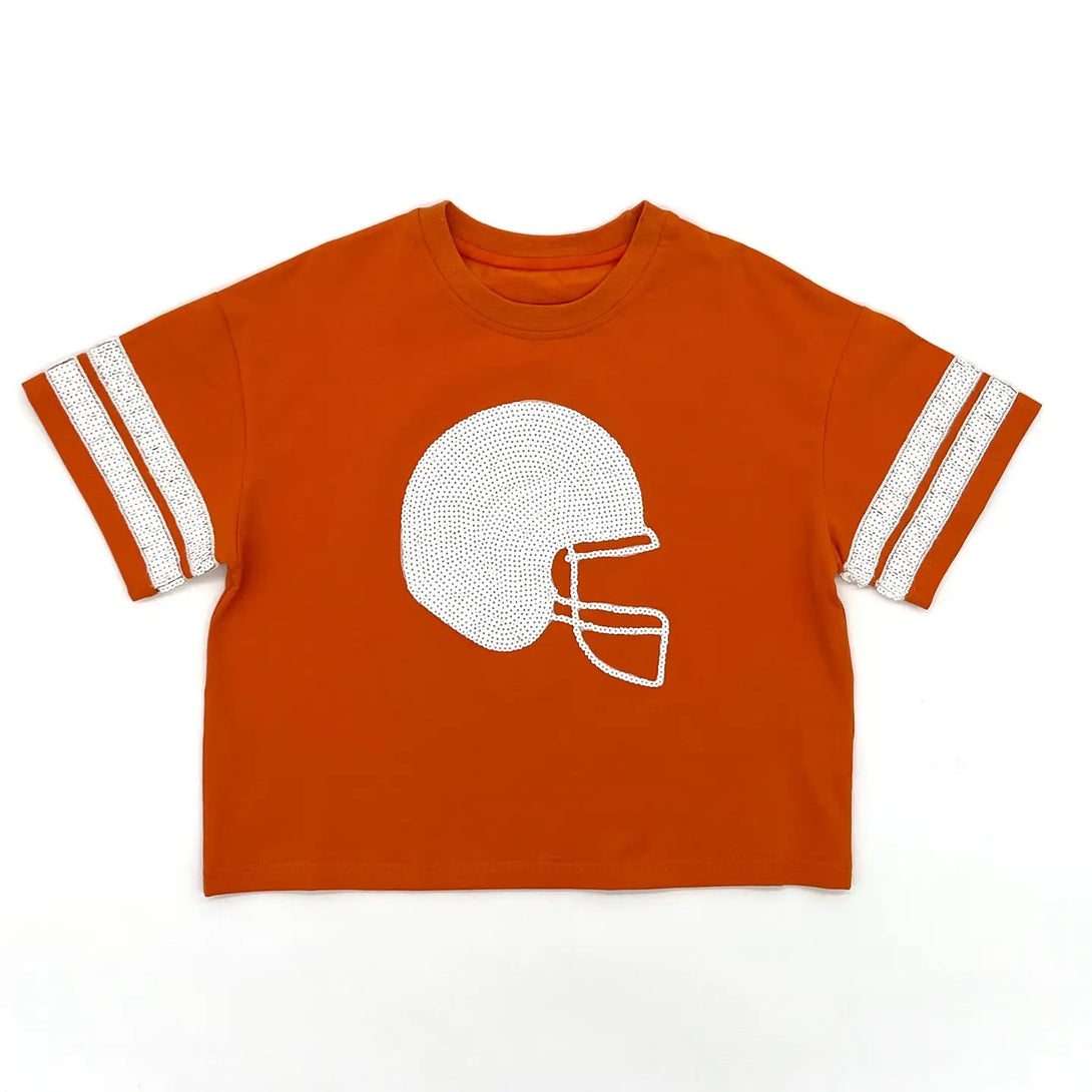 Orange Sequins Helmet Tee