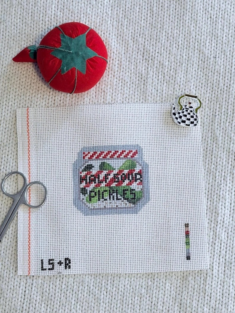 Half Sour Pickles Needlepoint Canvas 18 Mesh