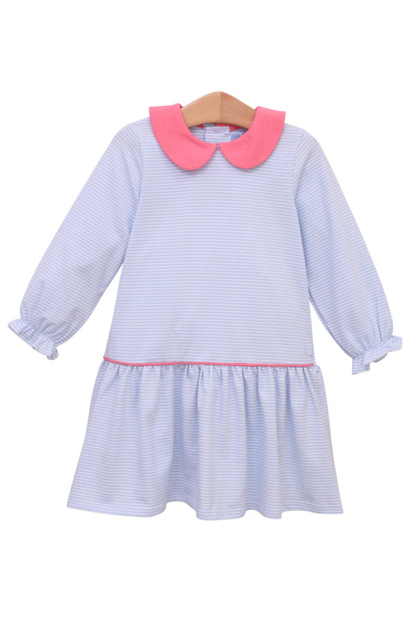 Katherine Dress Light Blue Stripe with Pink