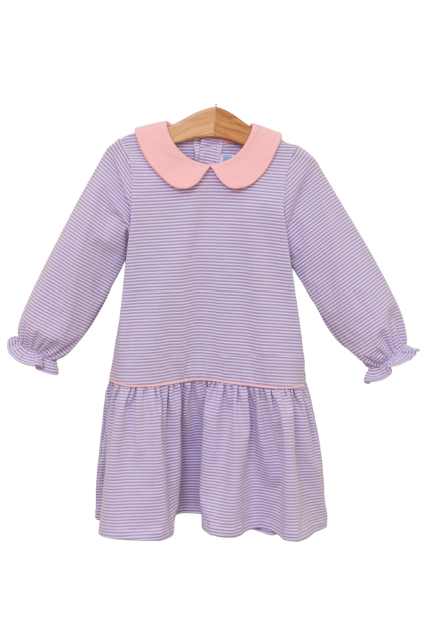 Katherine Dress Lavender Stripe with Light Pink