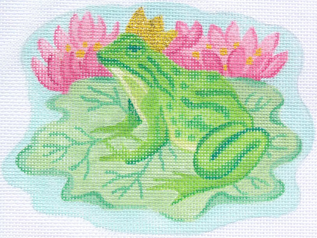 Frog Prince on Lily Pad Needlepoint Canvas