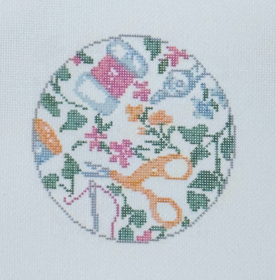 Needlepoint Print Round Printed Canvas