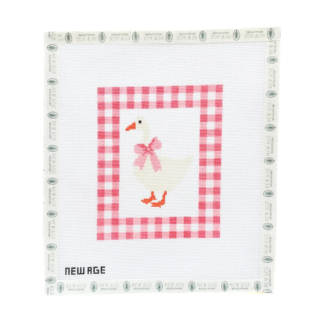 Gingham Baby Goose Needlepoint Canvas