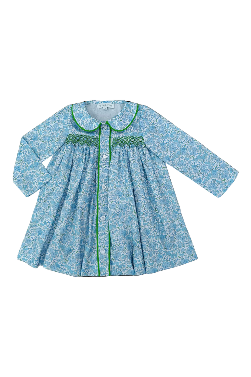 Long Sleeve Smocked Placket Dress Snowdrop Floral PRE-ORDER