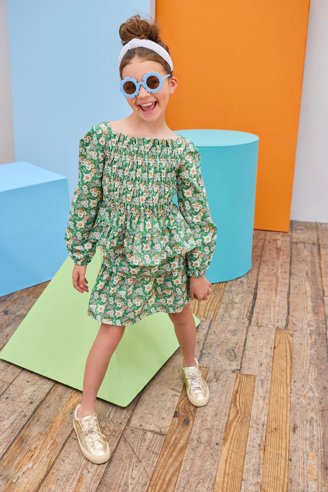 Long Sleeved India Top - Greenwich Garden Green