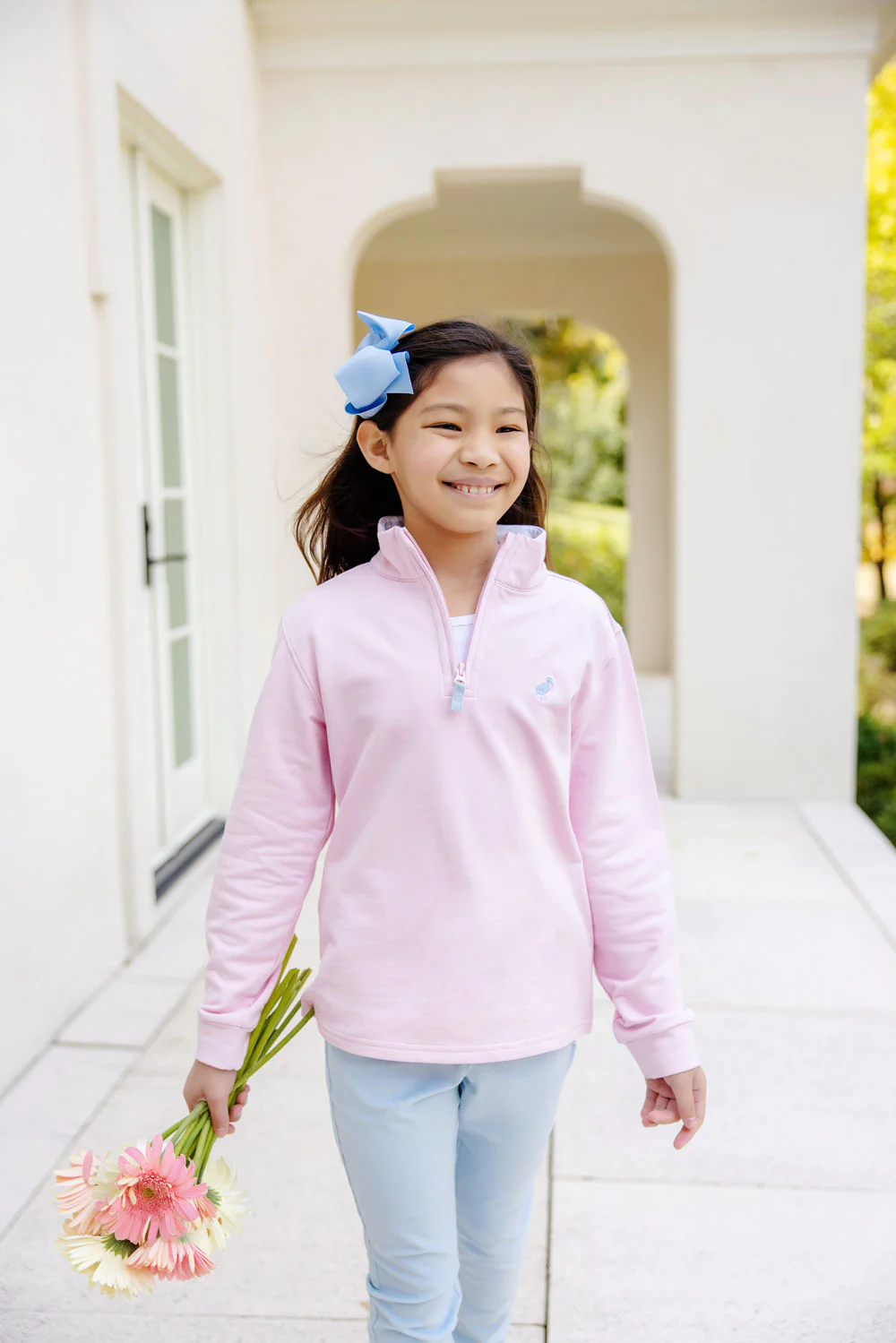 Canter Collar Half-Zip in Palm Beach Pink with Buckhead Blue