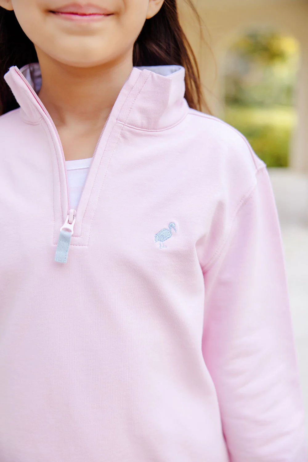 Canter Collar Half-Zip in Palm Beach Pink with Buckhead Blue