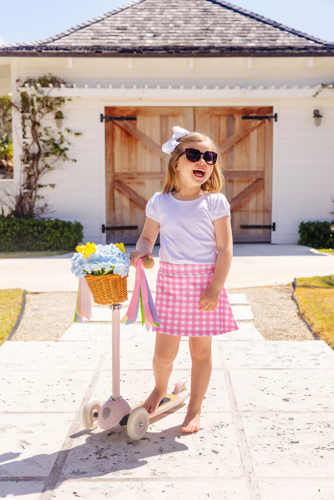 Searcy Skort Knit Hamptons Hot Pink Gingham